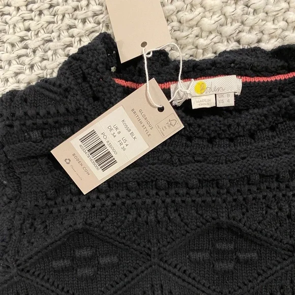 NWT Boden Claudia Textured Knitted Top Size US 4 short sleeve black sweater - Picture 7 of 10